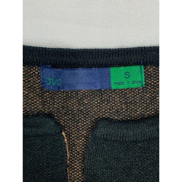 Ava Open Front Chevron Cardigan Sweater Black Tan S - Picture 8 of 10